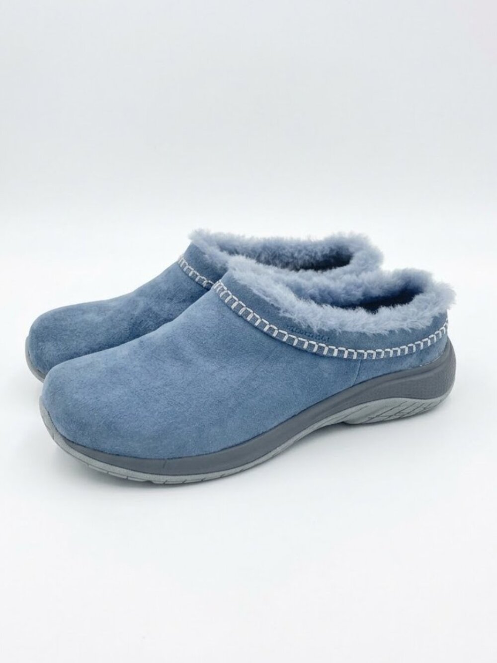 Merrell Women's Encore Ice 5 Suede Shearling Moccasin Shoes Stonewash Blue 9 ECU